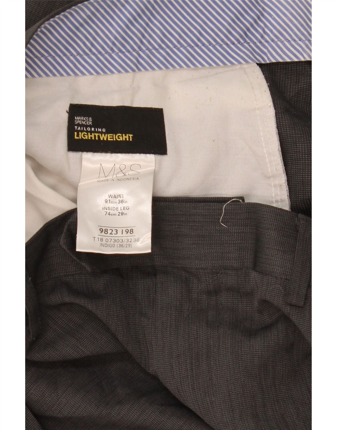 Pantaloni da abito dritti su misura da uomo Marks & Spencer W36 L29 Grigi