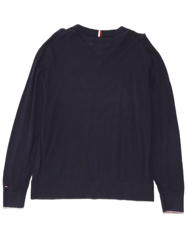 Tommy Hilfiger Maglione da uomo con collo a barca grafico Maglione grande in cotone blu navy