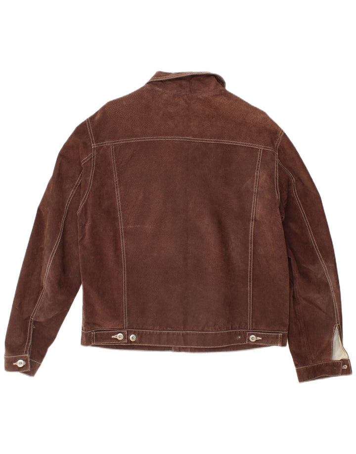 Giacca bomber da uomo in pelle scamosciata Metropolitan IT 48 in pelle marrone medio