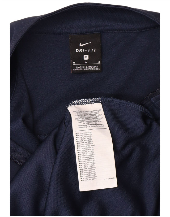 NIKE Mens Dri Fit Tracksuit Top Jacket Medium Navy Blue Polyester
