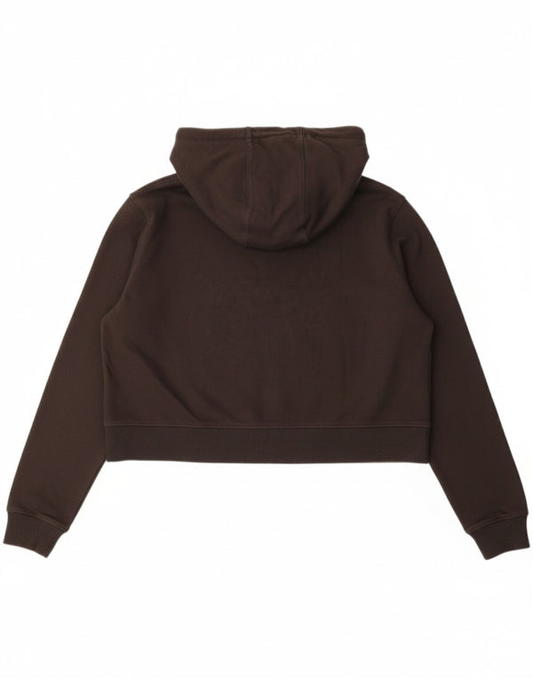 KANGOL Womens Crop Hoodie Jumper UK 14 Large Black Cotton