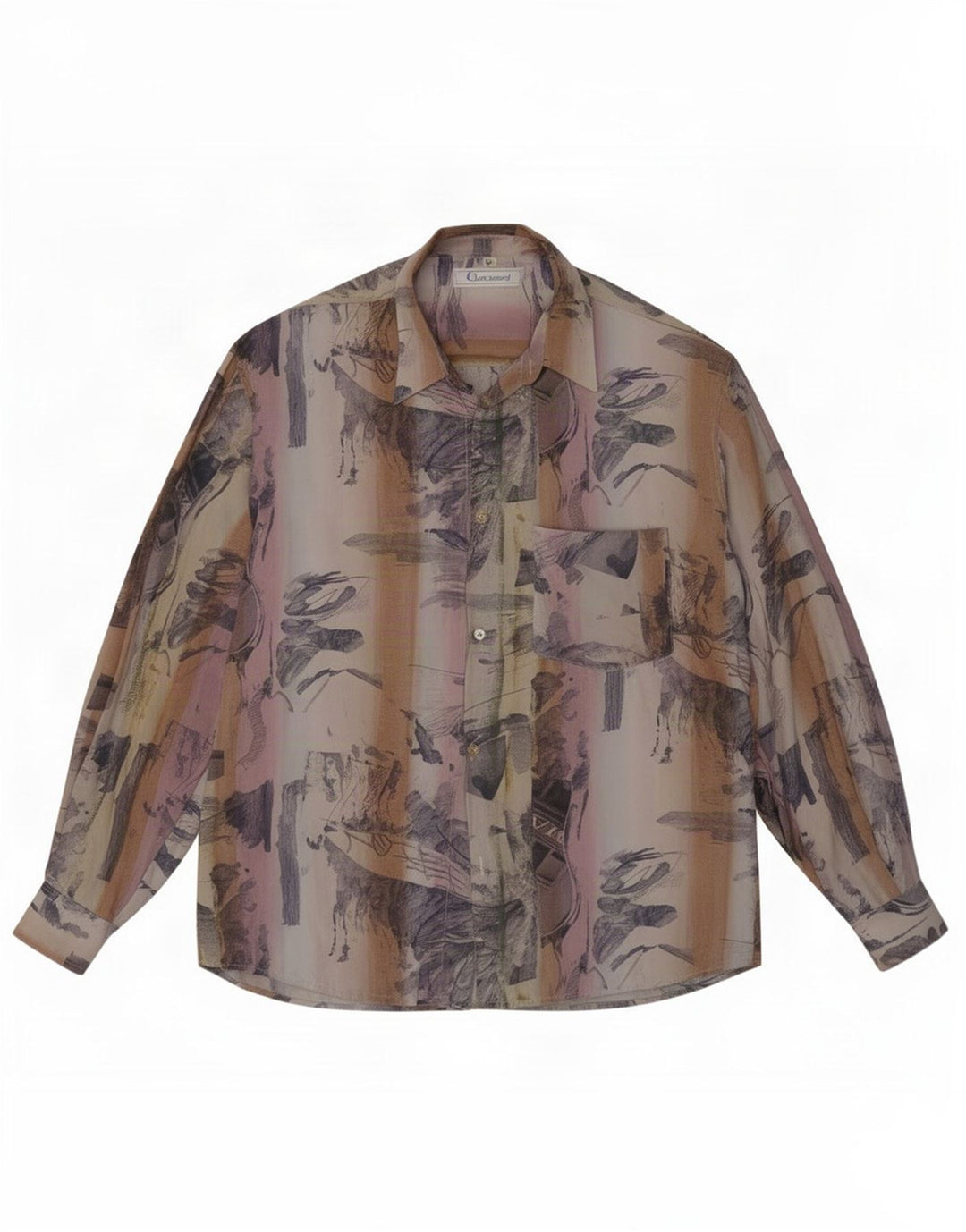 Touche Camicia da uomo con motivo astratto grande in viscosa multicolore