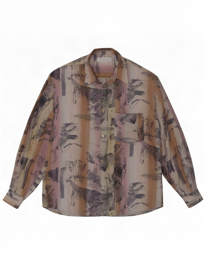 Touche Camicia da uomo con motivo astratto grande in viscosa multicolore