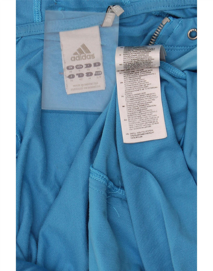 Maglione con cappuccio e zip da donna Adidas UK 10 piccolo poliestere blu