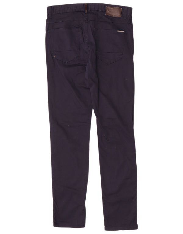 Zara Mens Casual Trousers W31 L31 Navy Blue Cotton