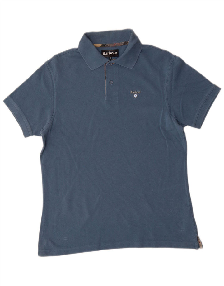 BARBOUR Mens Polo Shirt Medium Blue Cotton