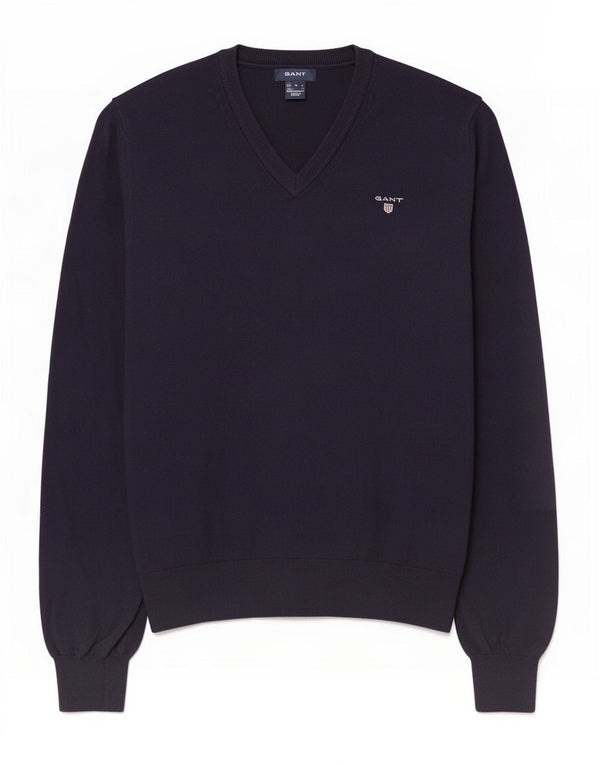 Gant Maglione da uomo con scollo a V XL in cotone blu navy
