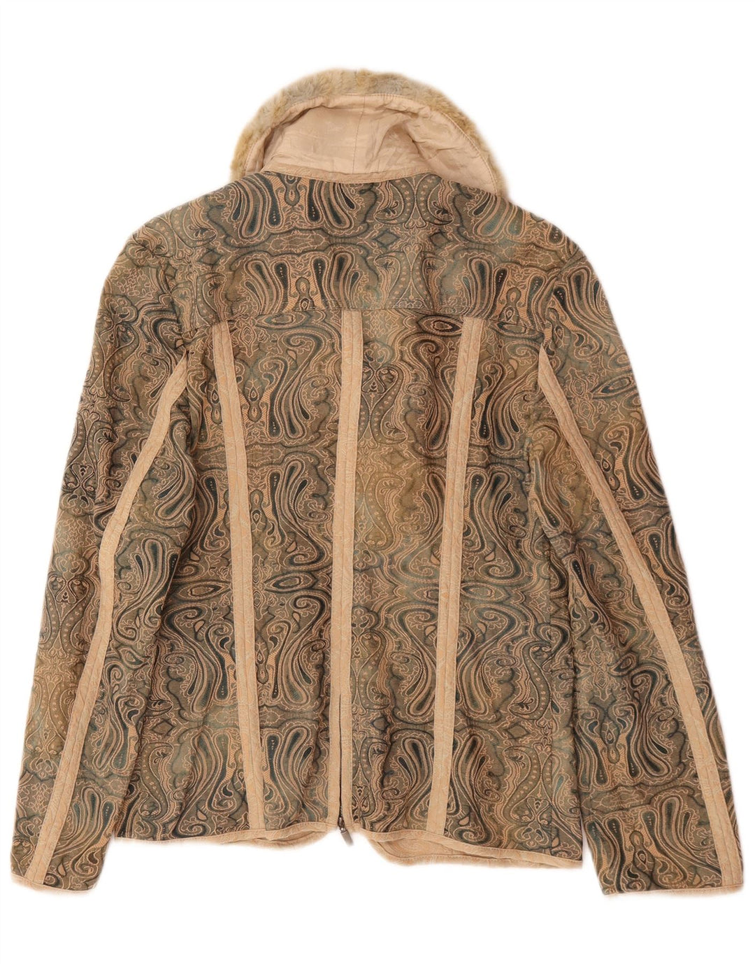 Giacca blazer da donna con zip intera Kello UK 14 Paisley beige medio