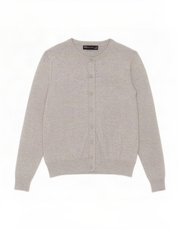 Maglione cardigan da donna Marks & Spencer UK 10 piccolo viscosa grigia