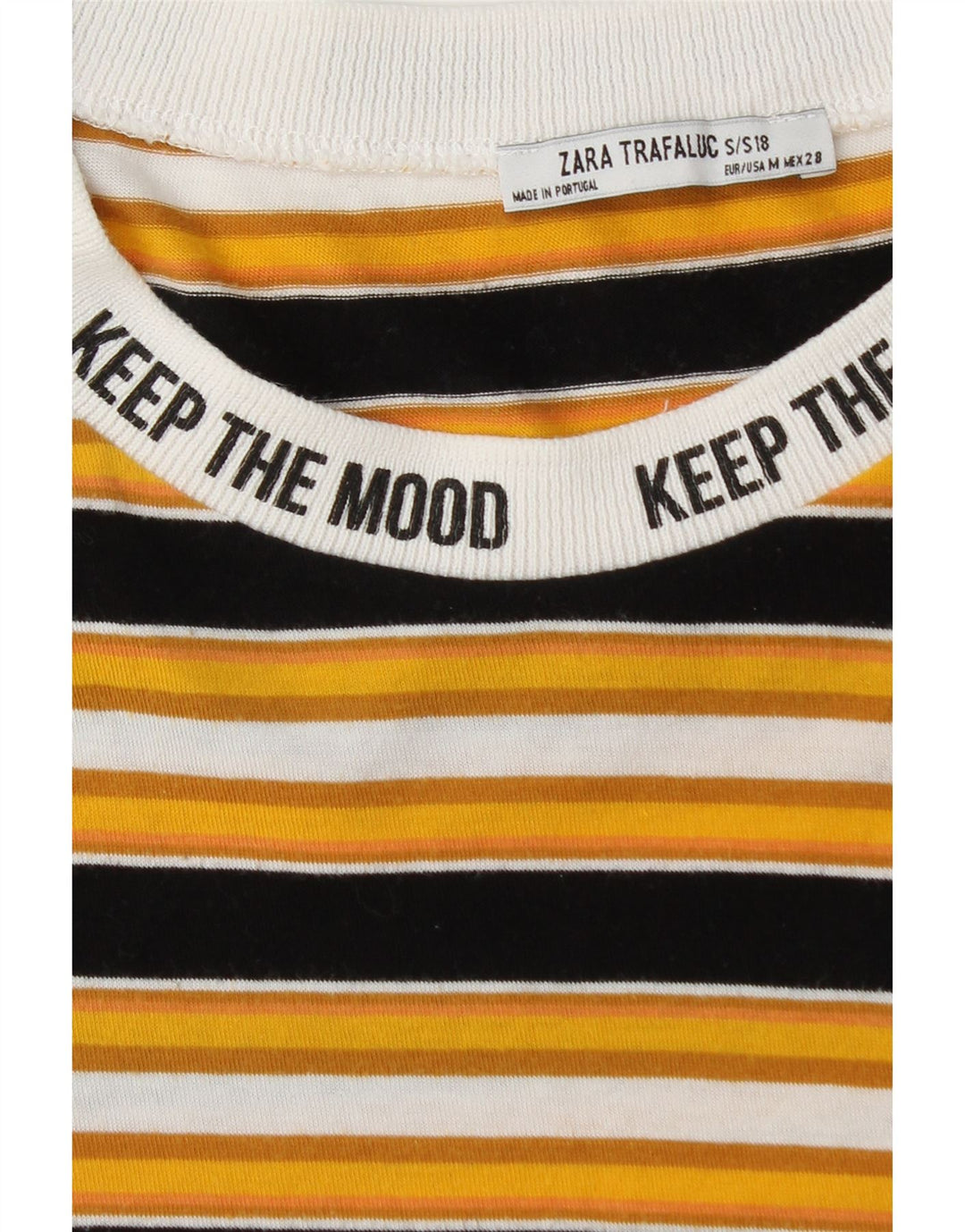 T-shirt grafica da donna Zara Top UK 12 a righe gialle medie