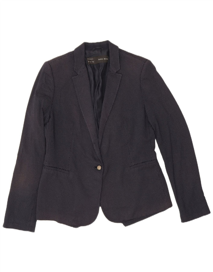 Giacca blazer da donna a 1 bottone Zara UK 14 grande blu navy maculato