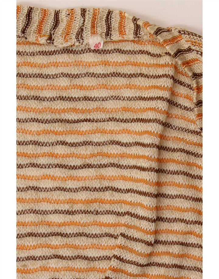 Top cardigan corto da donna vintage EU 40 a righe beige medio