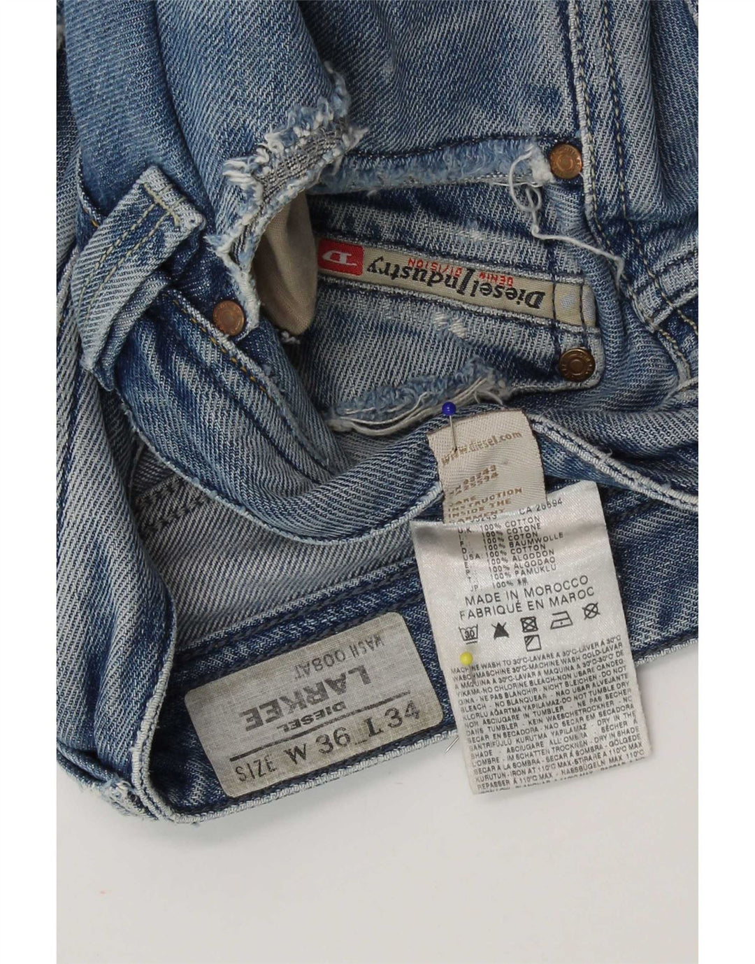 Jeans dritti da uomo Diesel Larkee W36 L34 cotone blu