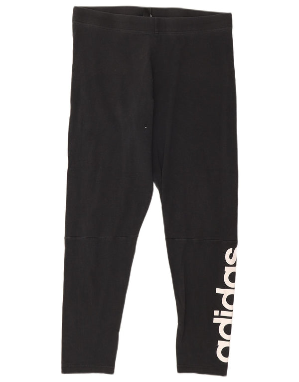 ADIDAS Womens Graphic Leggings UK 16/18 Large  Black Cotton