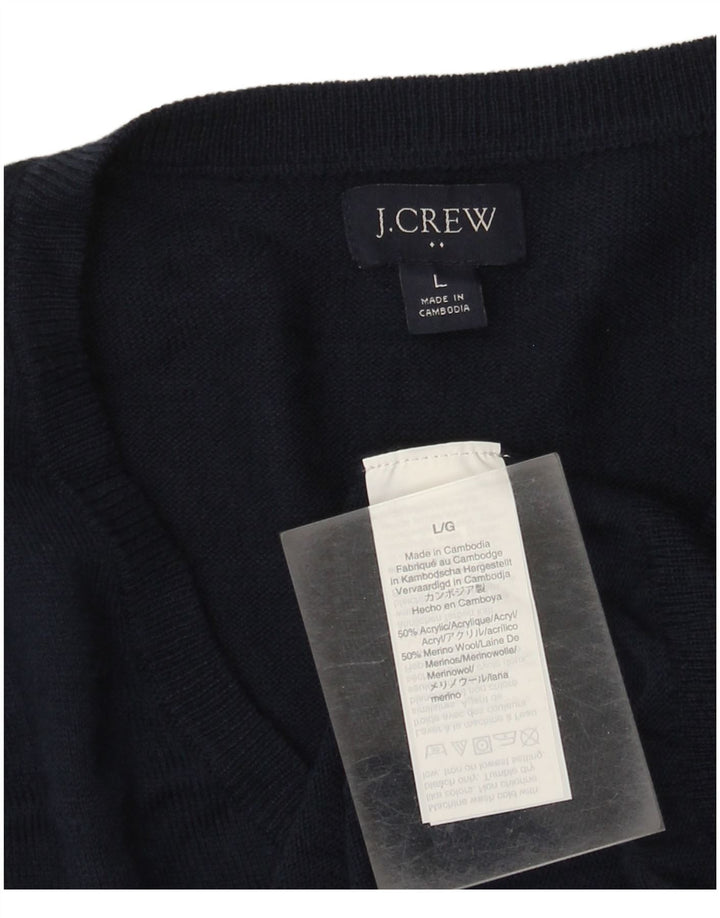 J. Crew Maglione da uomo con scollo a V grande acrilico blu navy