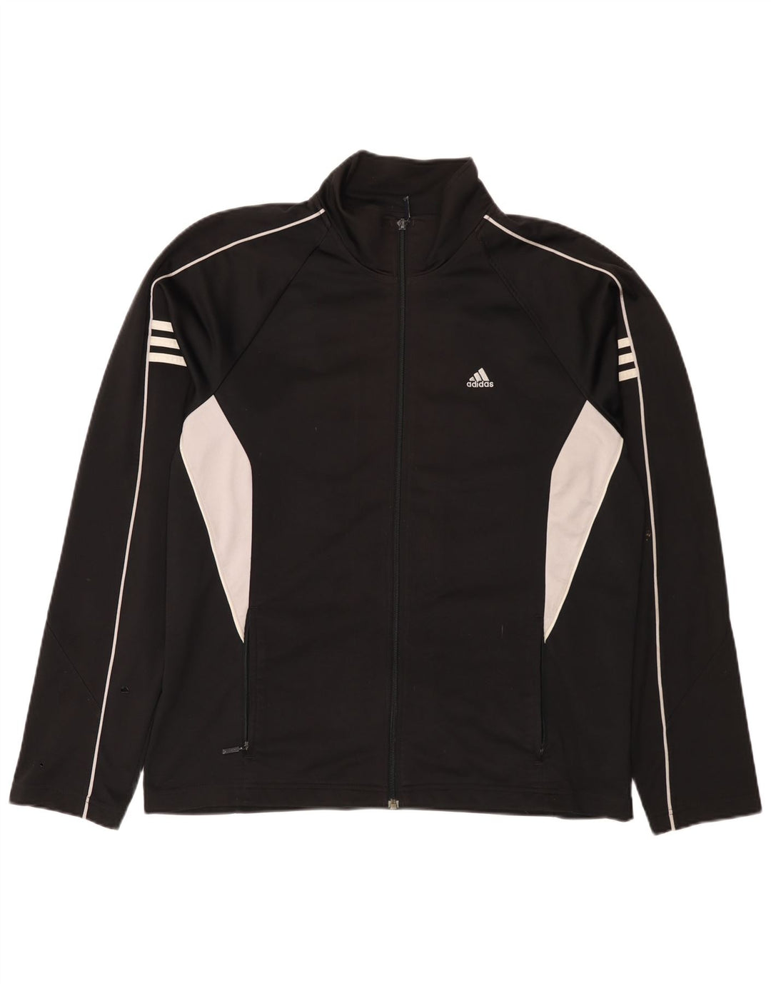Giacca da tuta da uomo Adidas UK 42/44 Large Nero Colourblock Poliestere