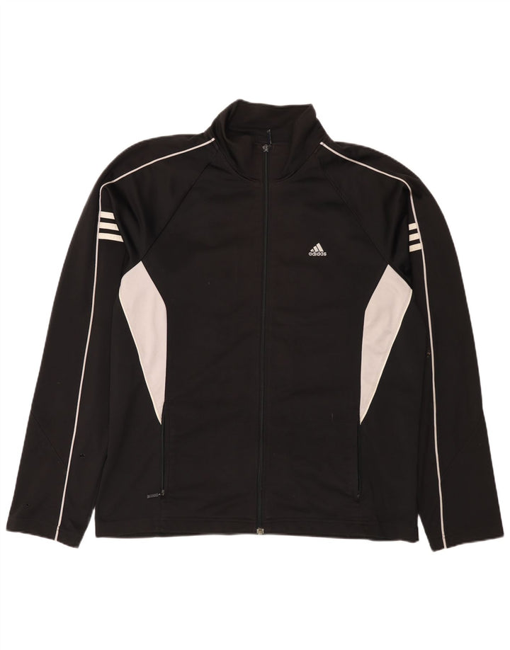 Giacca da tuta da uomo Adidas UK 42/44 Large Nero Colourblock Poliestere