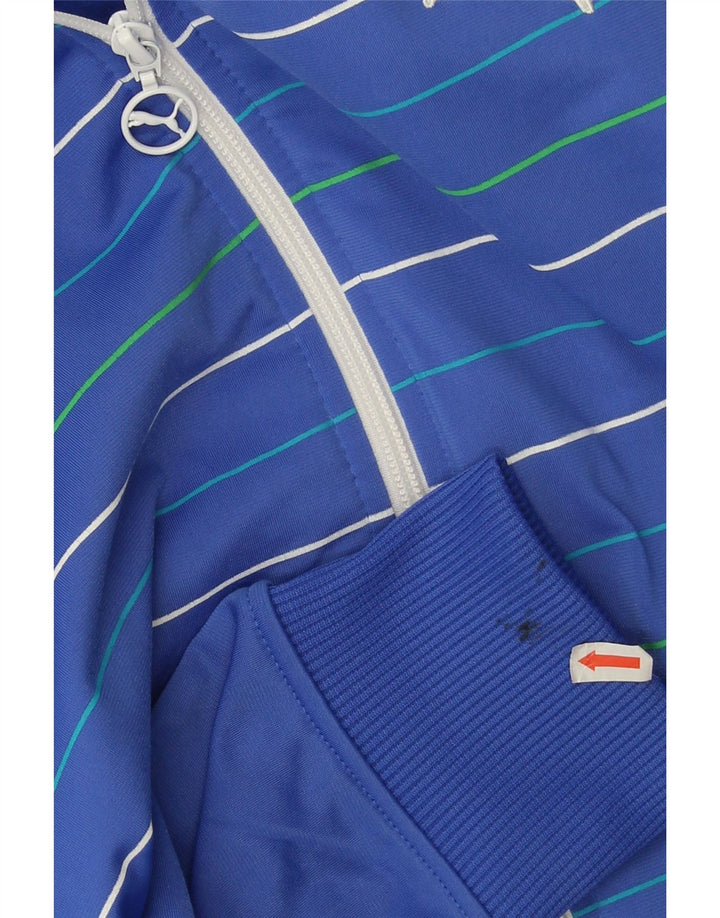 Giacca superiore della tuta da uomo Adidas in poliestere a righe blu medio