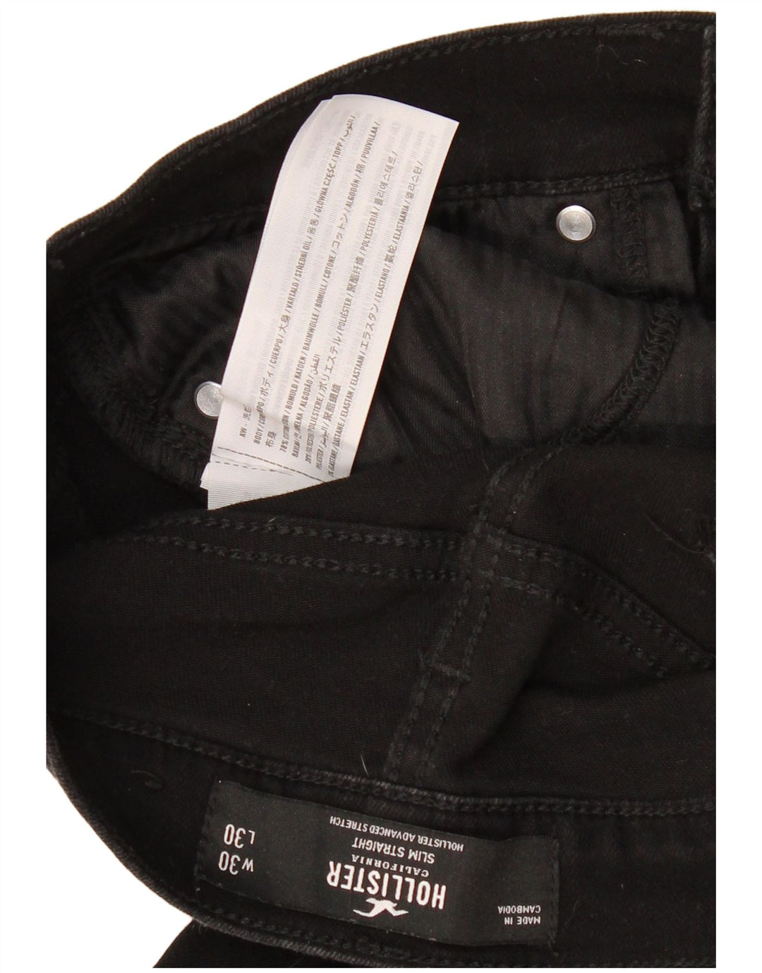 Jeans dritti slim da donna Hollister W30 L30 cotone nero