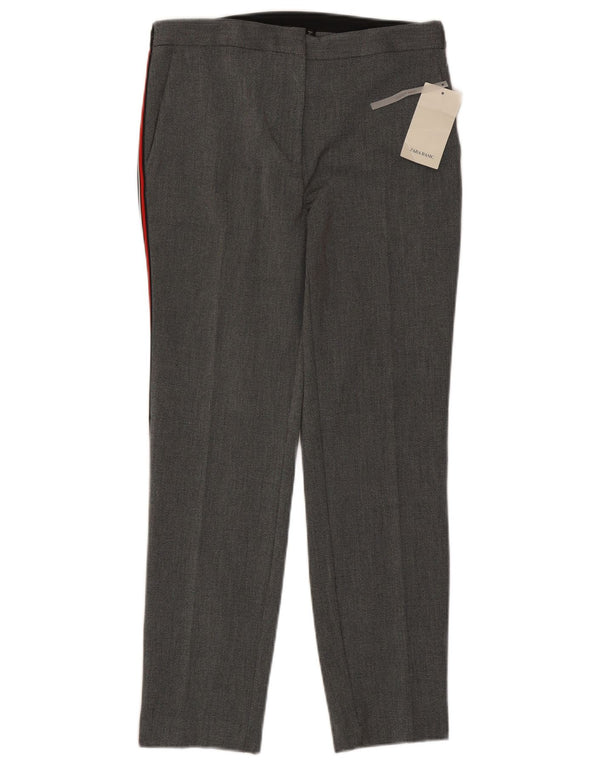 Pantaloni da abito slim da donna Zara grandi W30 L28 poliestere color block grigio