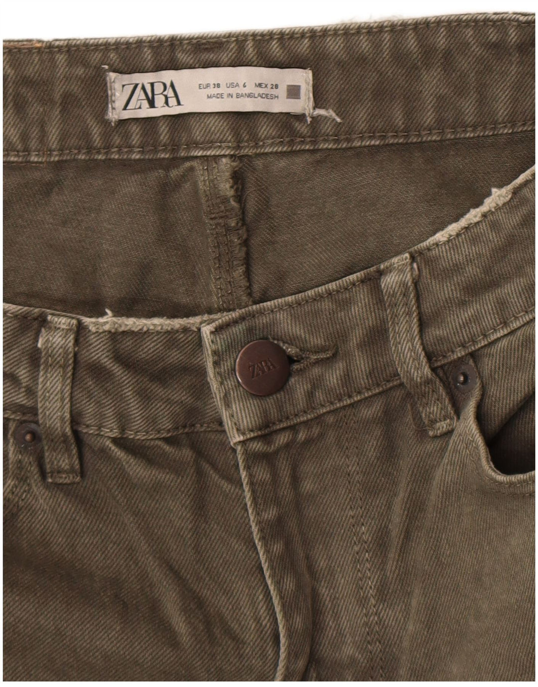 Jeans Zara da donna a gamba larga EU 38 Small W28 L26 Cachi