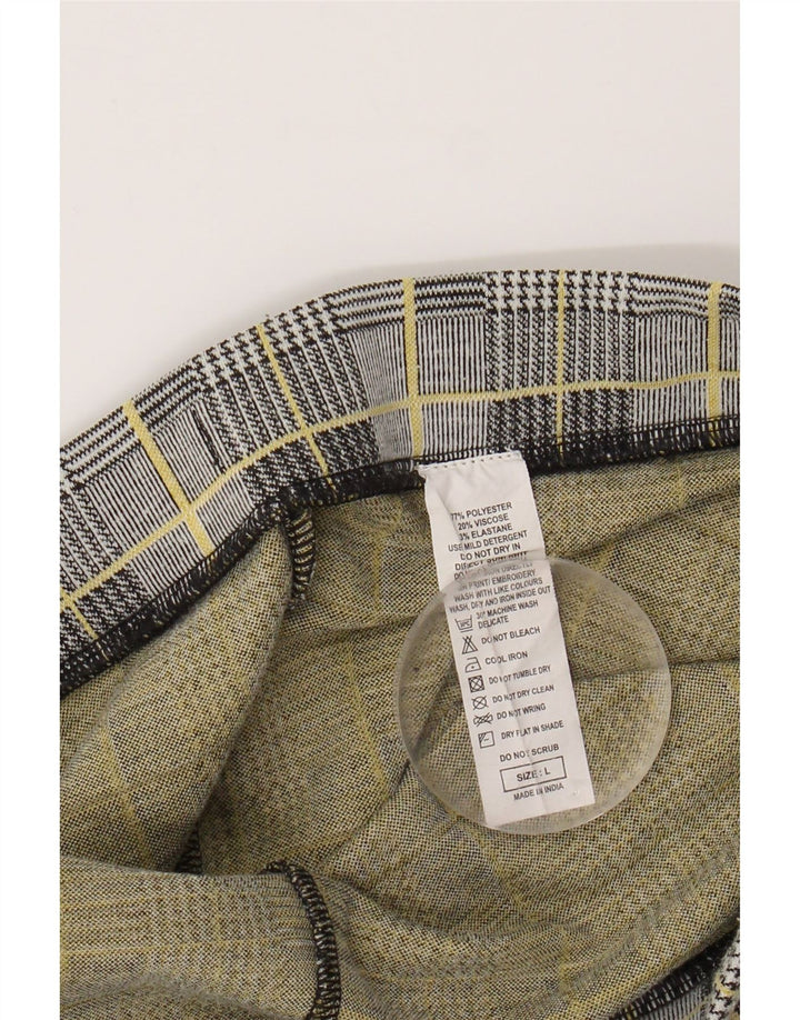 BENETTON Womens Leggings UK 14 Large  Grey Houndstooth Polyester Vintage Benetton and Second-Hand Benetton from Messina Hembry 