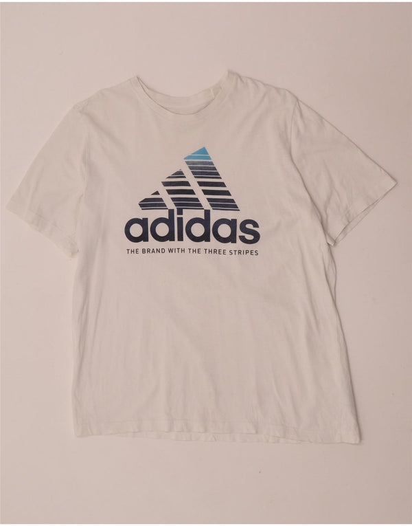 Maglietta da Uomo Adidas con Stampa Grafica Top Large Cotone Bianco