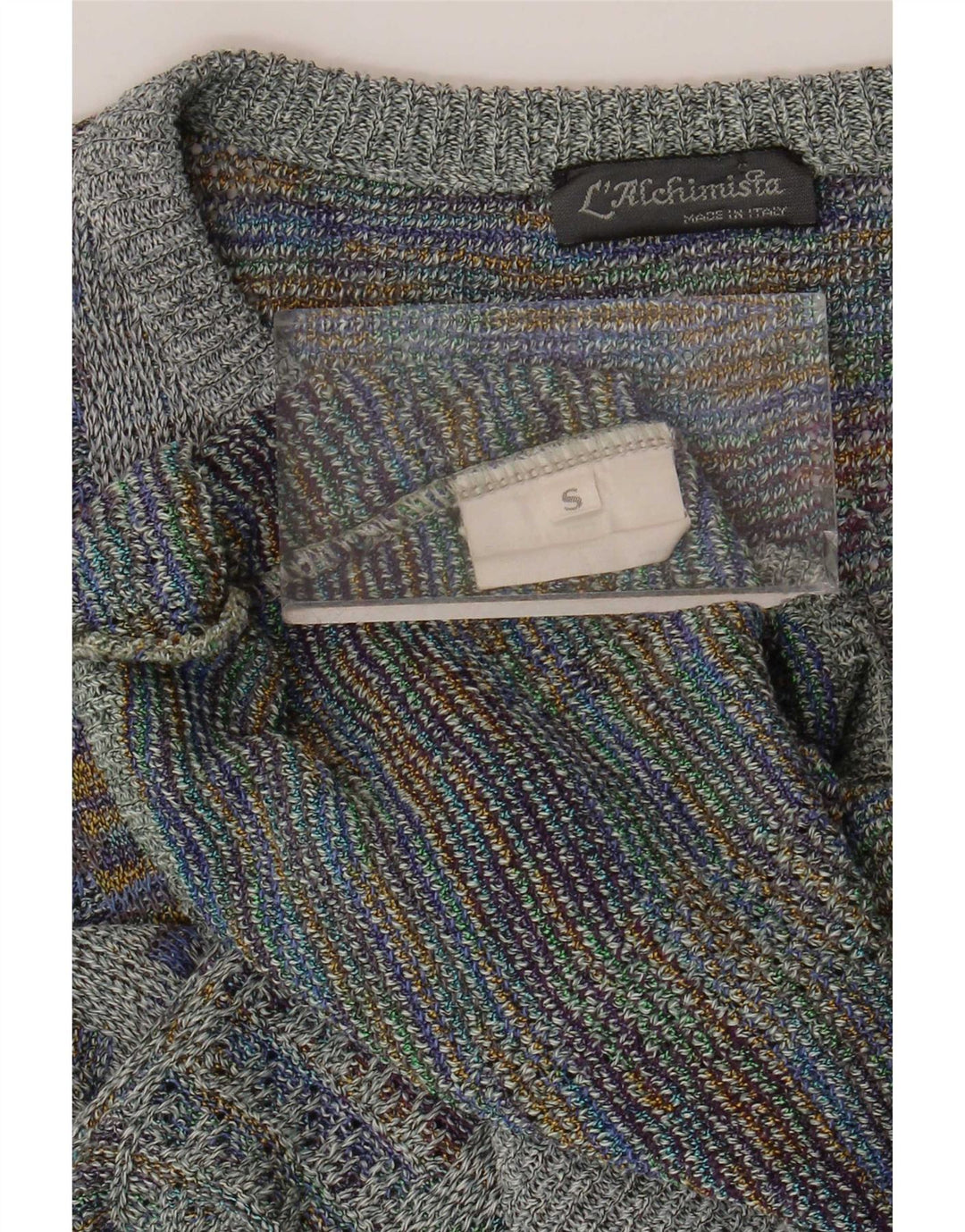 Maglione girocollo da uomo vintage piccolo grigio geometrico