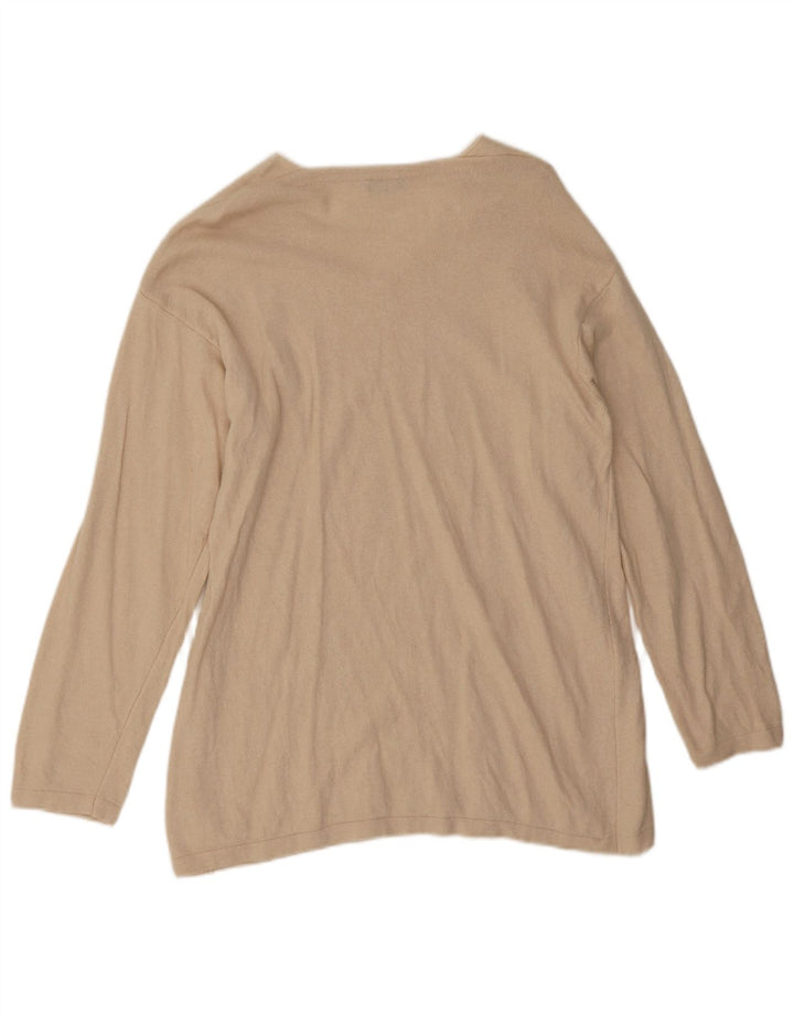 Maglione da donna con scollo a V Benetton UK 14 Cotone beige medio
