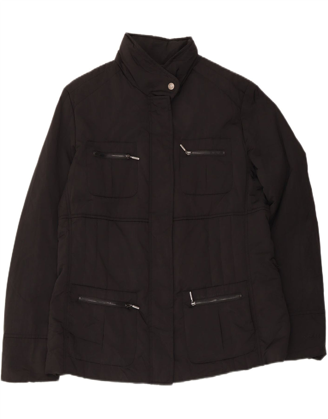 Geox Giacca da donna Respira con cappuccio Utility UK 14 Large Nero Poliestere