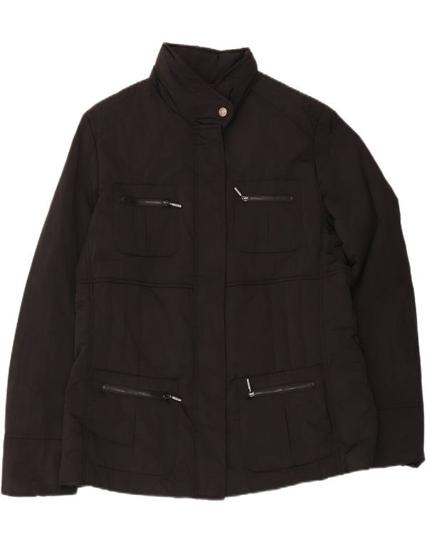 Geox Giacca da donna Respira con cappuccio Utility UK 14 Large Nero Poliestere