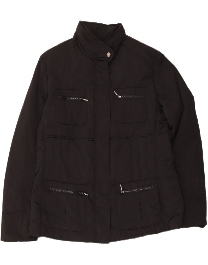 Geox Giacca da donna Respira con cappuccio Utility UK 14 Large Nero Poliestere
