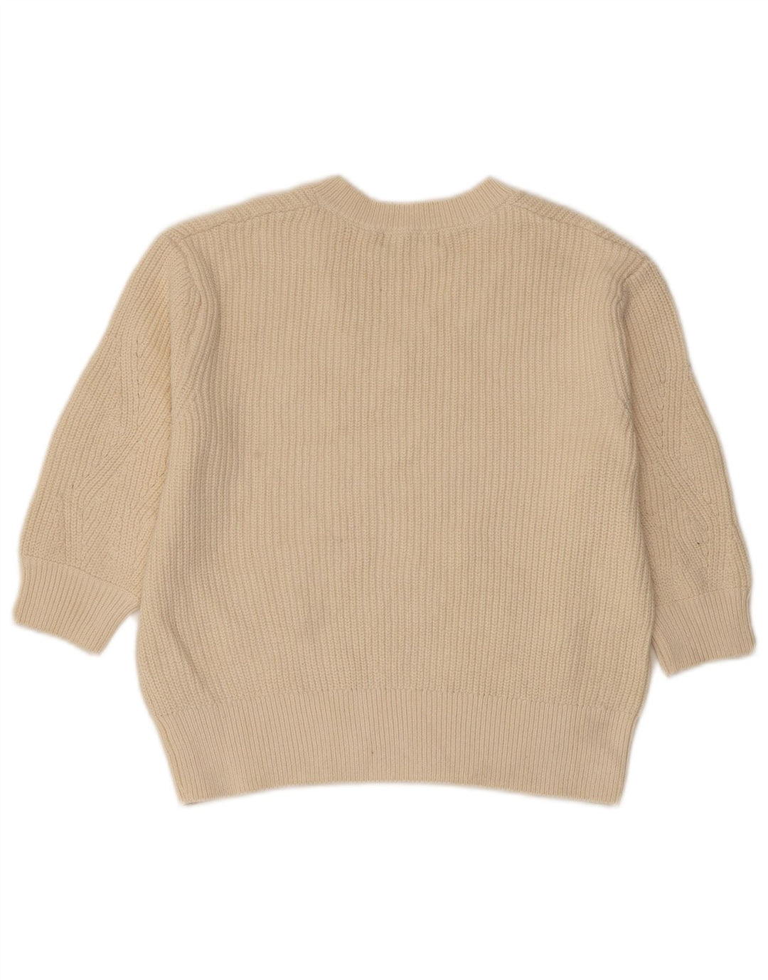 MARKS & SPENCER Maglione corto con scollo a V da donna UK 10 Piccolo Beige