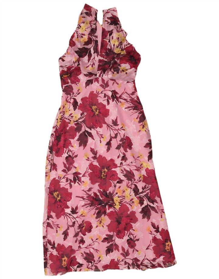 Abito maxi Halter da donna Oasis UK 10 Piccolo poliestere floreale rosa