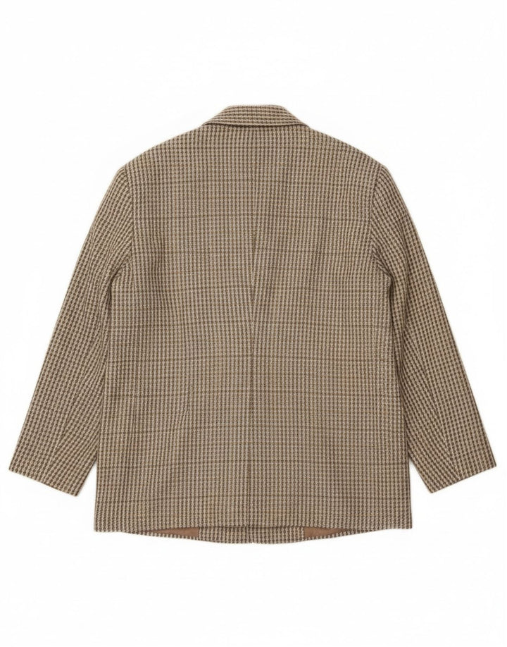 Giacca blazer vintage da donna a 2 bottoni IT 46 grande lana a quadretti kaki