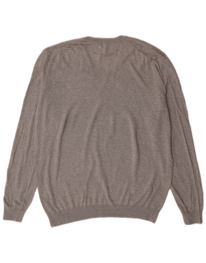 Maglione da uomo con scollo a V United Colors of Benetton XL in cotone grigio classico