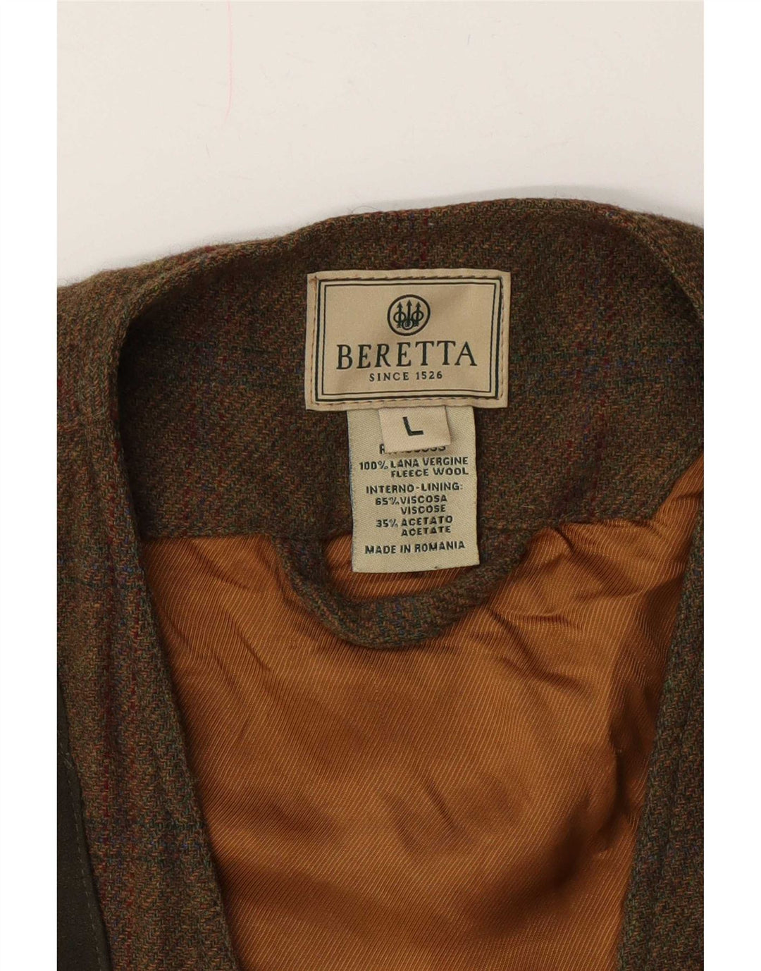 Gilet da uomo Beretta UK 40 grande lana vergine a quadri kaki
