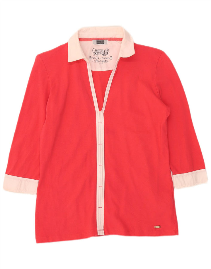 Perte by Krizia Camicetta da donna con maniche a 3/4 Top UK 12 Colore rosso medio