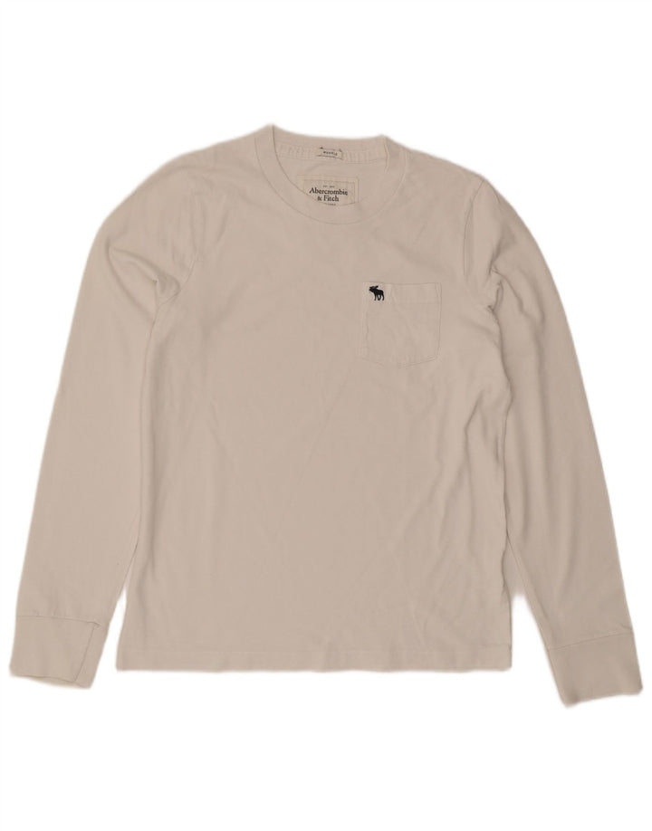 Top muscolare da uomo Abercrombie & Fitch a maniche lunghe bianco medio
