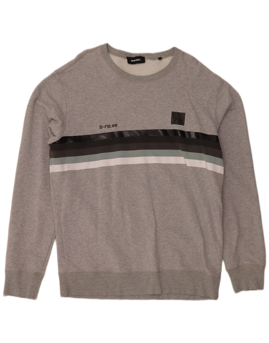 DIESEL Felpa da uomo Maglione XL Cotone a righe grigie