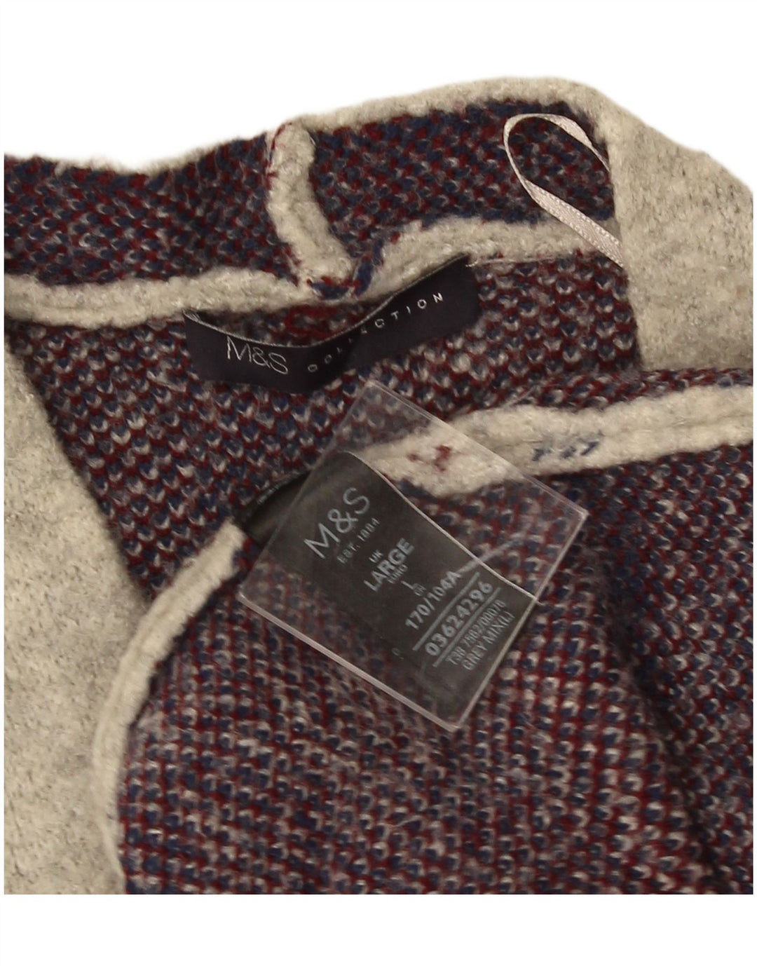 Maglione cardigan lungo da donna Marks & Spencer UK 16 grande quadri grigi