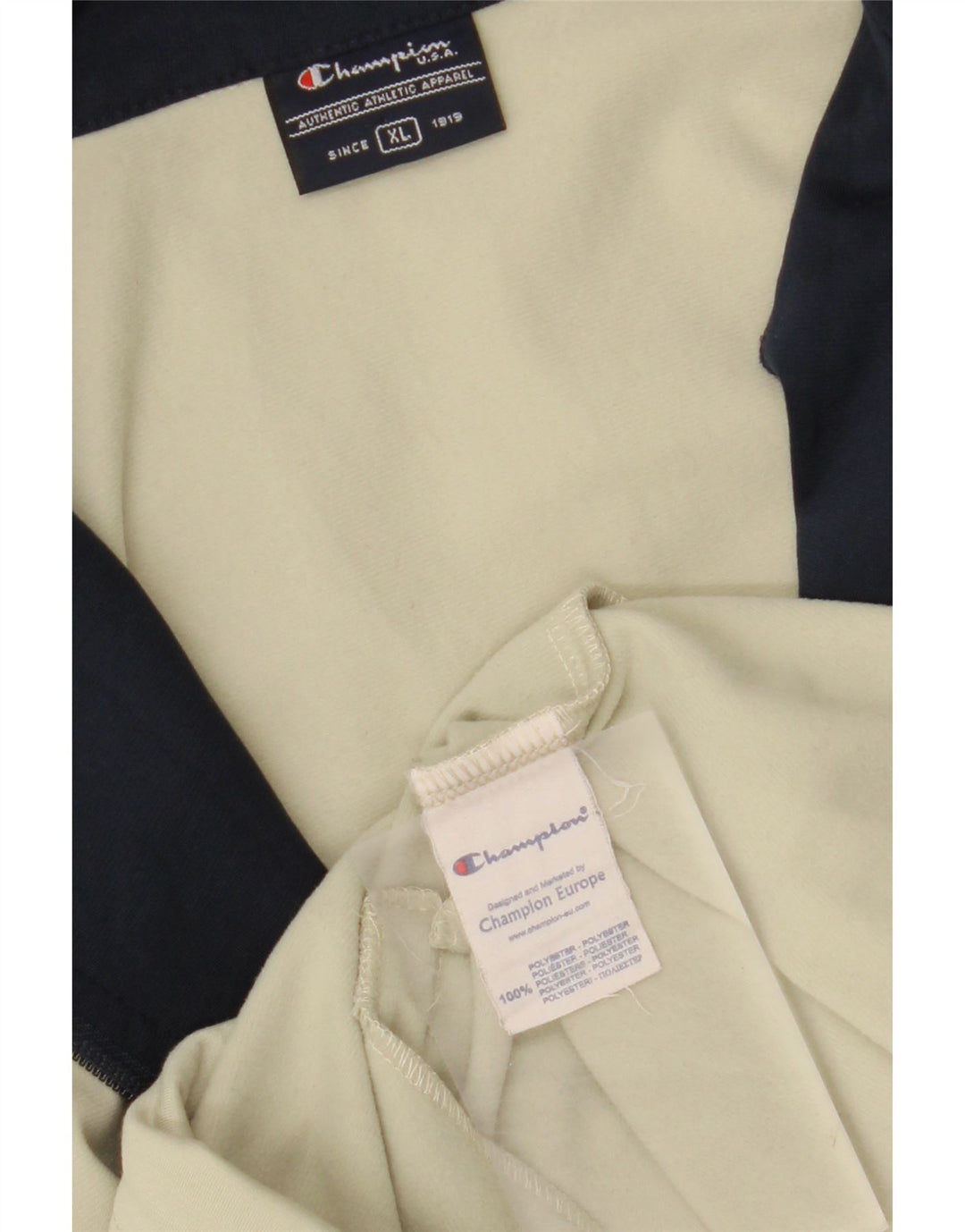 CHAMPION Mens Tracksuit Top Jacket XL Off White Polyester Vintage Champion and Second-Hand Champion from Messina Hembry 
