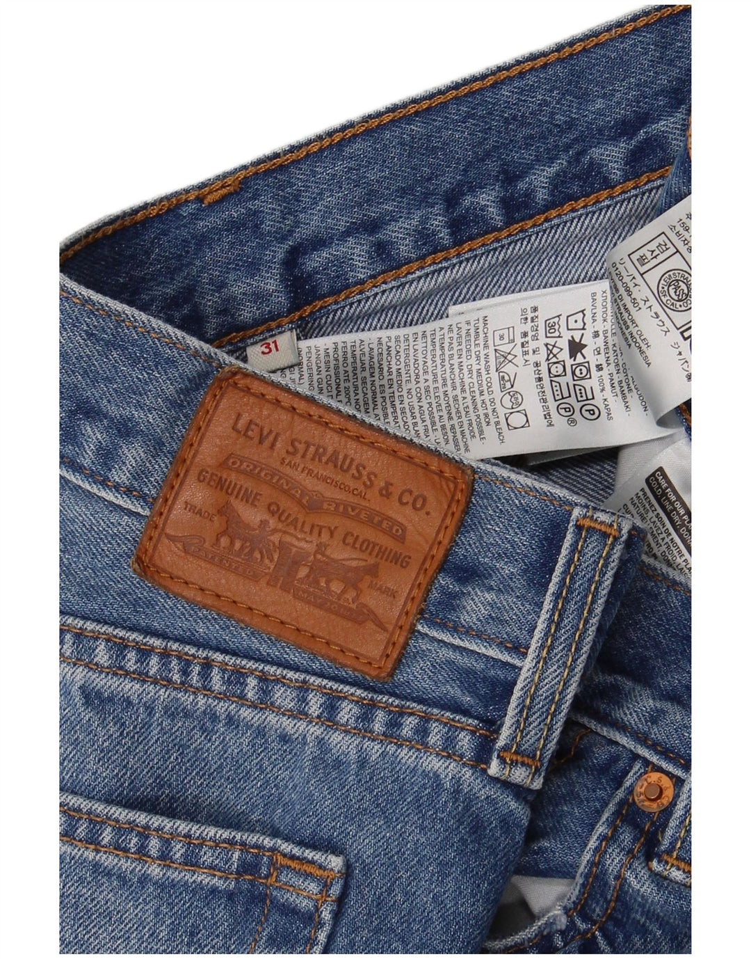 Mini gonna di jeans da donna Levi's W31 in cotone blu medio