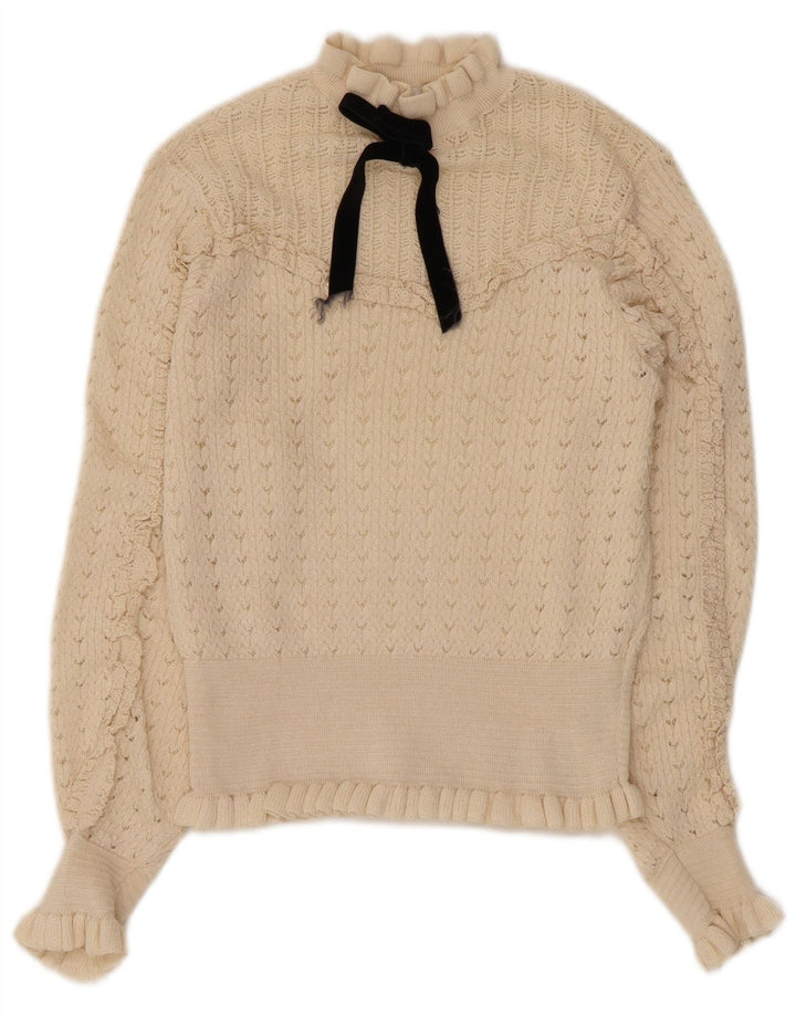 Maglione a collo alto trasparente da donna Zara UK 8 piccolo bianco sporco