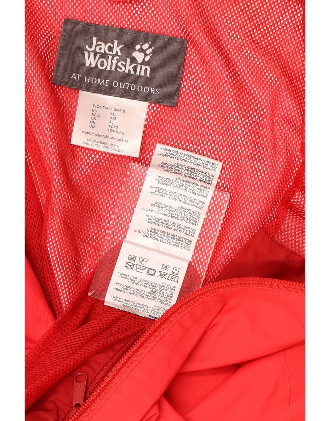 Giacca antipioggia con cappuccio da donna JACK WOLFSKIN UK 18/20 XL Rosso Poliammide