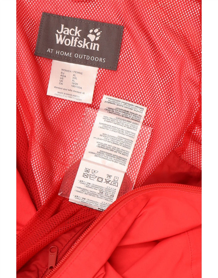 Giacca antipioggia con cappuccio da donna JACK WOLFSKIN UK 18/20 XL Rosso Poliammide