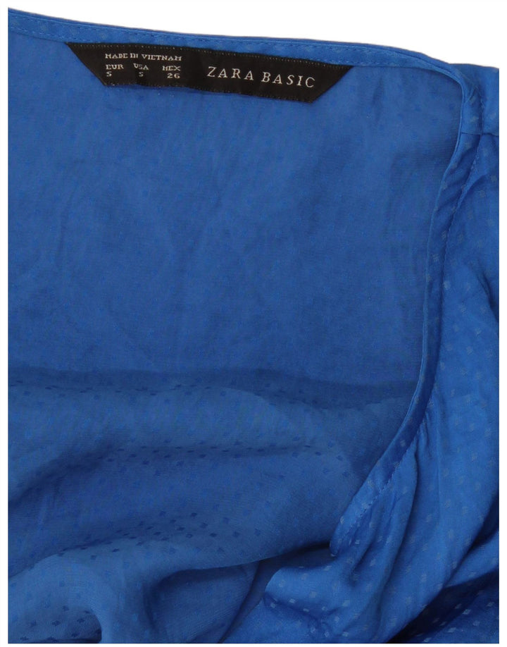 Camicetta senza maniche da donna ZARA UK 10 piccola blu maculata