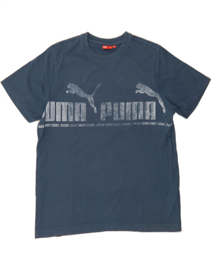 PUMA Mens Graphic T-Shirt Top Large Blue Vintage Puma and Second-Hand Puma from Messina Hembry 
