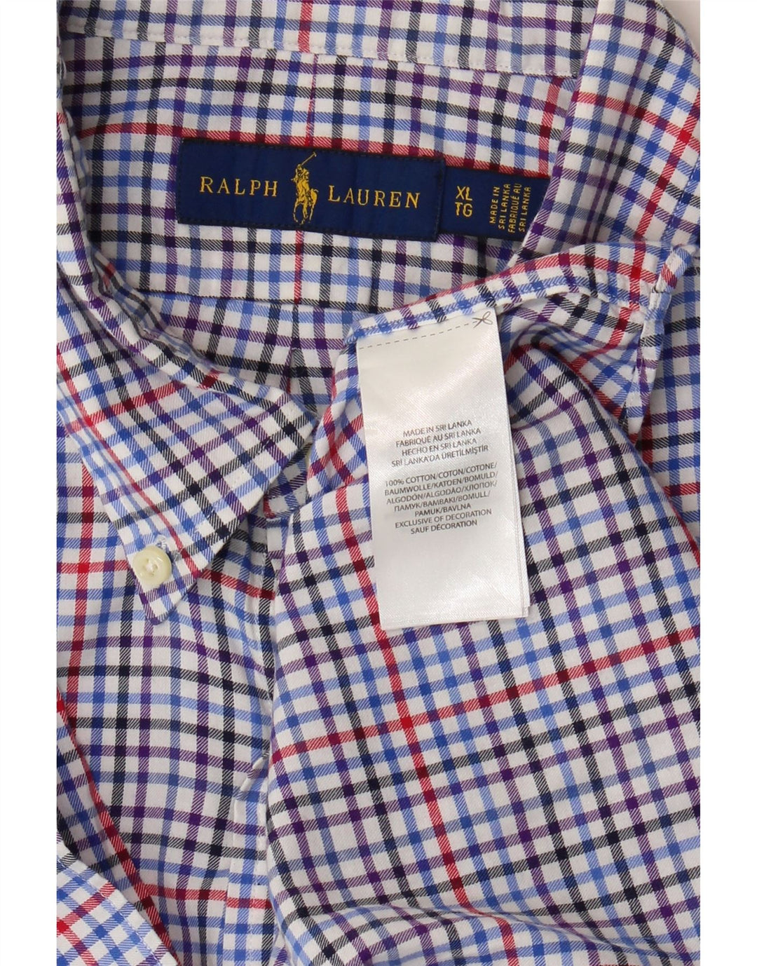 Camicia in flanella da uomo Ralph Lauren XL in cotone a quadretti multicolore