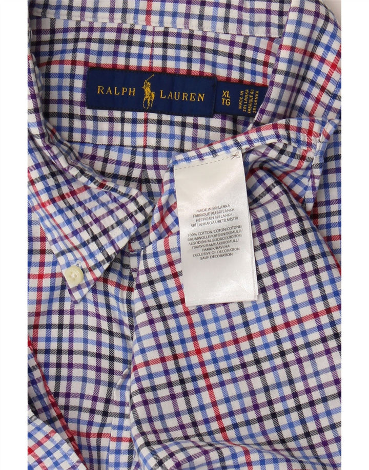 Camicia in flanella da uomo Ralph Lauren XL in cotone a quadretti multicolore